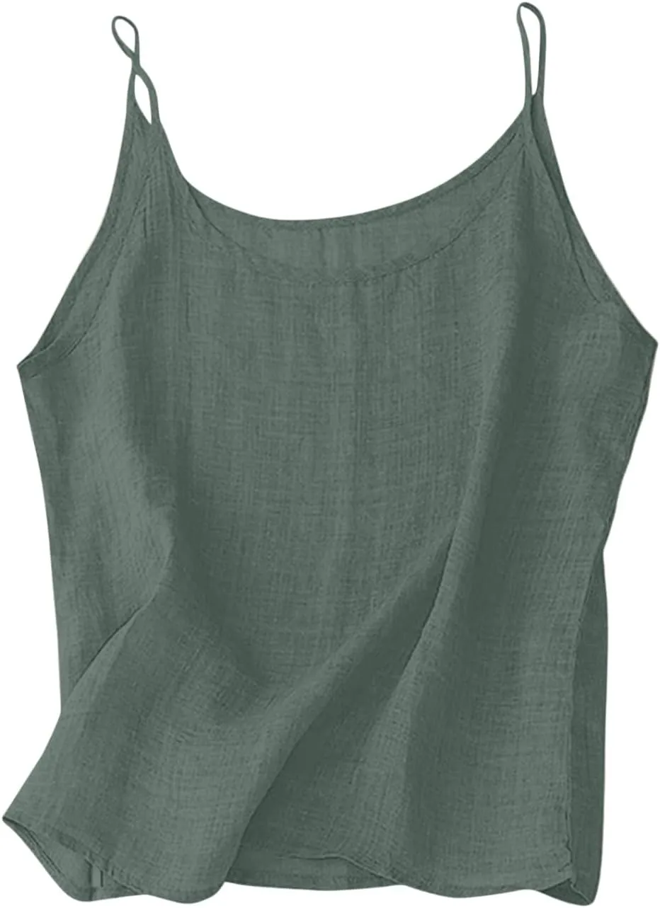 Cotton Linen Tank Tops for Women Loose Fit Sleeveless Tee Shirts Summer 2025 Casual Flowy Blouses Tunic Tops