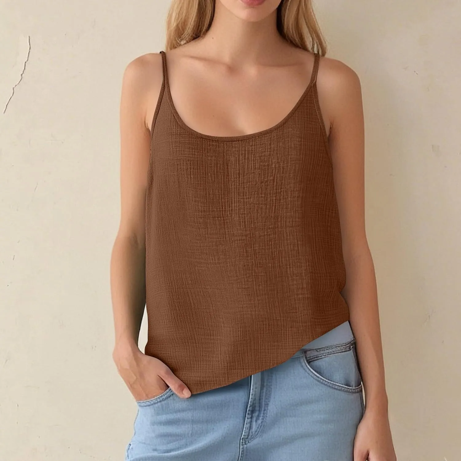 Cotton Linen Tank Tops for Women Loose Fit Sleeveless Tee Shirts Summer 2025 Casual Flowy Blouses Tunic Tops