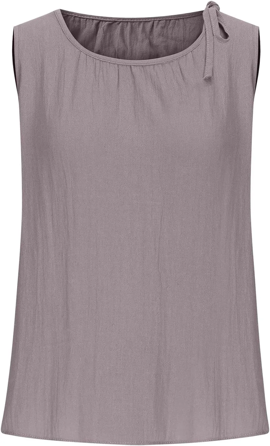 Cotton Linen Tank Tops for Women Summer Vacation Lounge Tops Loose Fit Sleeveless Round Neck Shirts Beach Tees