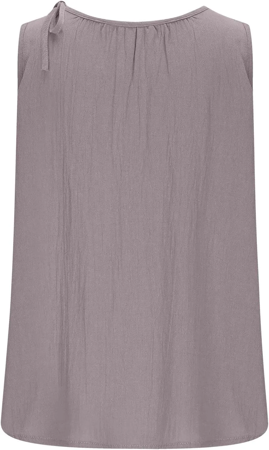 Cotton Linen Tank Tops for Women Summer Vacation Lounge Tops Loose Fit Sleeveless Round Neck Shirts Beach Tees