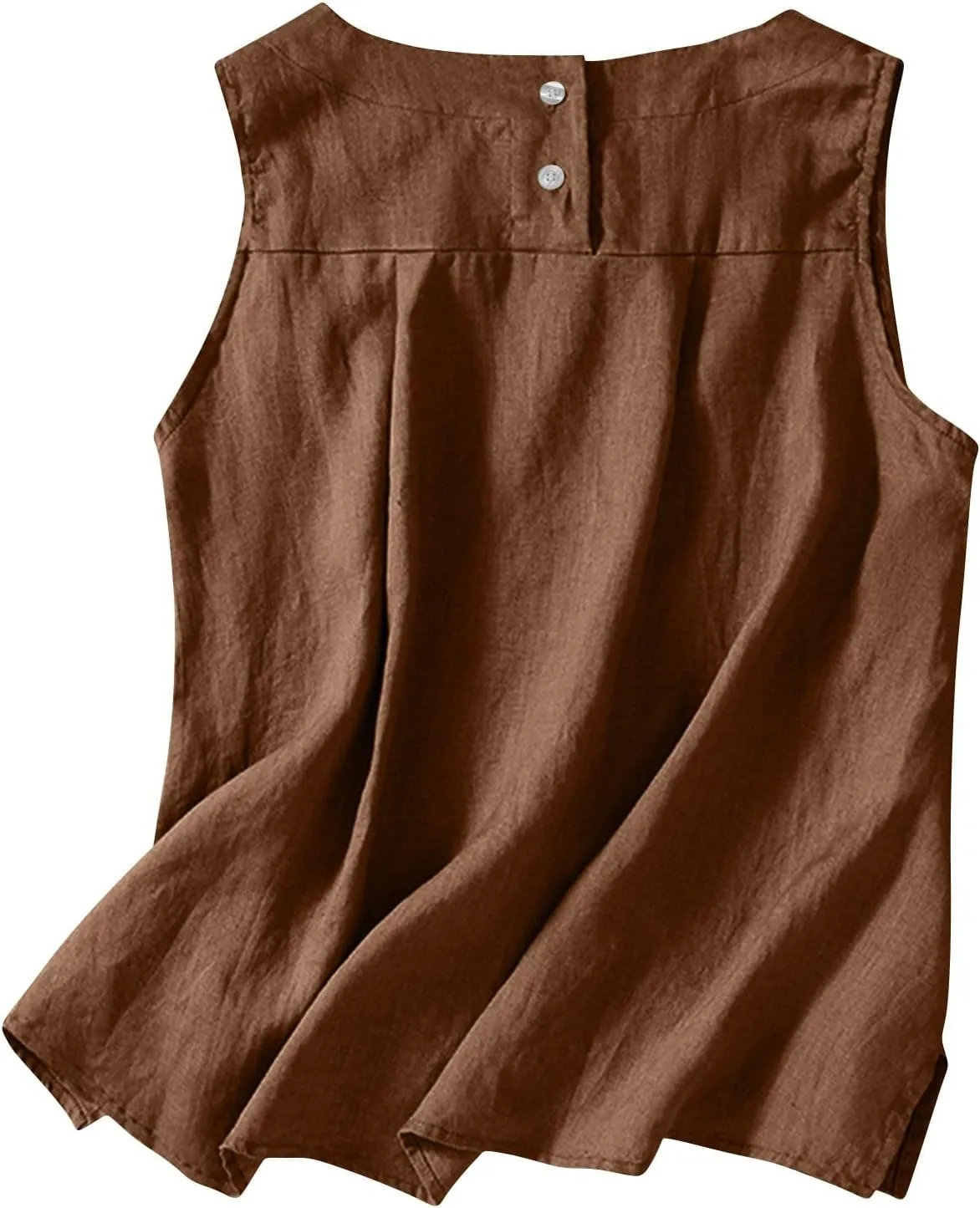 Cotton Linen Tank Tops for Women Summer Vacation Lounge Tops Loose Fit Sleeveless Scoop Neck Shirts Beach Tees Vests