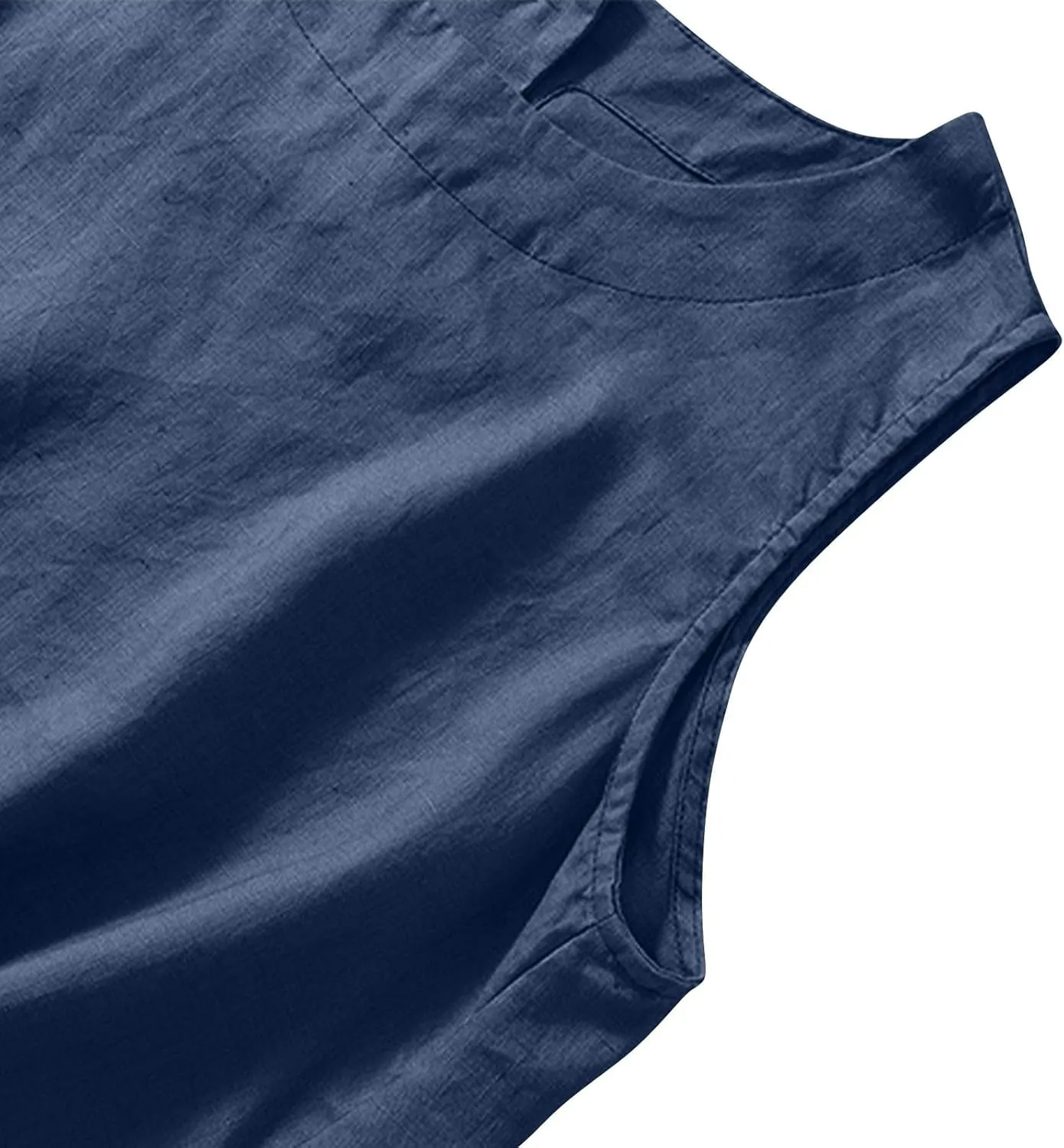 Cotton Linen Tank Tops for Women Summer Vacation Lounge Tops Loose Fit Sleeveless Scoop Neck Shirts Beach Tees Vests
