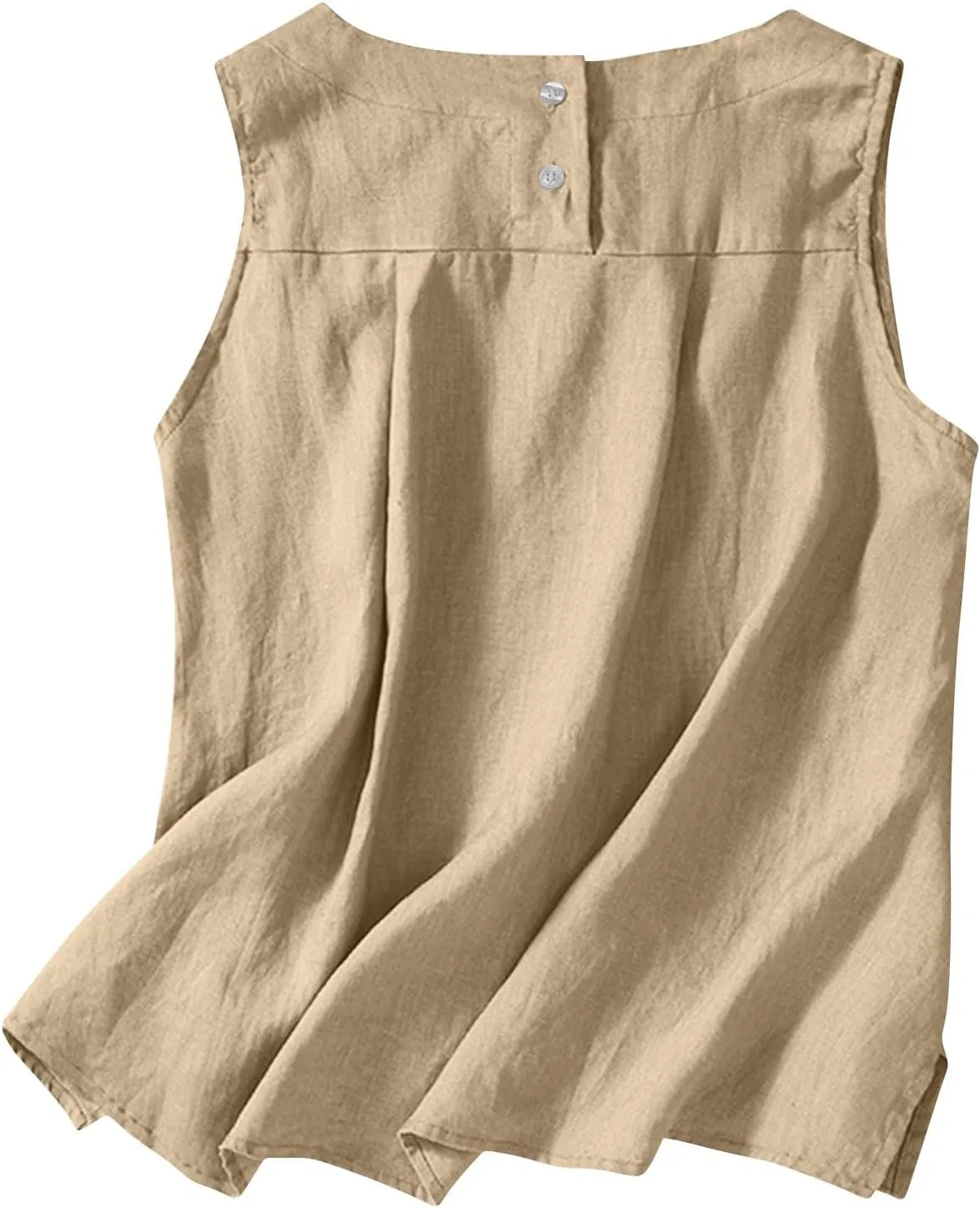 Cotton Linen Tank Tops for Women Summer Vacation Lounge Tops Loose Fit Sleeveless Scoop Neck Shirts Beach Tees Vests