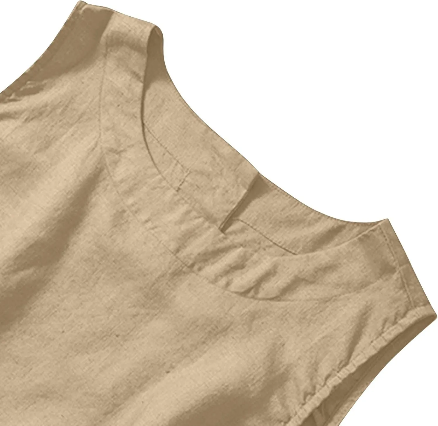 Cotton Linen Tank Tops for Women Summer Vacation Lounge Tops Loose Fit Sleeveless Scoop Neck Shirts Beach Tees Vests