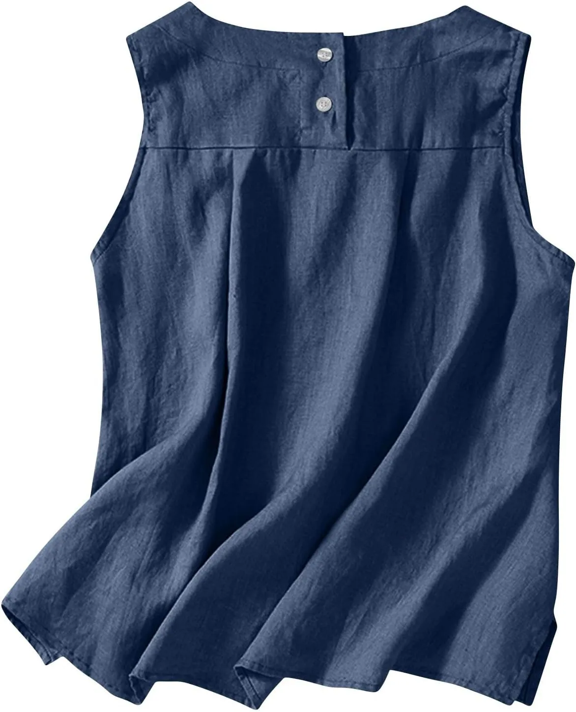 Cotton Linen Tank Tops for Women Summer Vacation Lounge Tops Loose Fit Sleeveless Scoop Neck Shirts Beach Tees Vests
