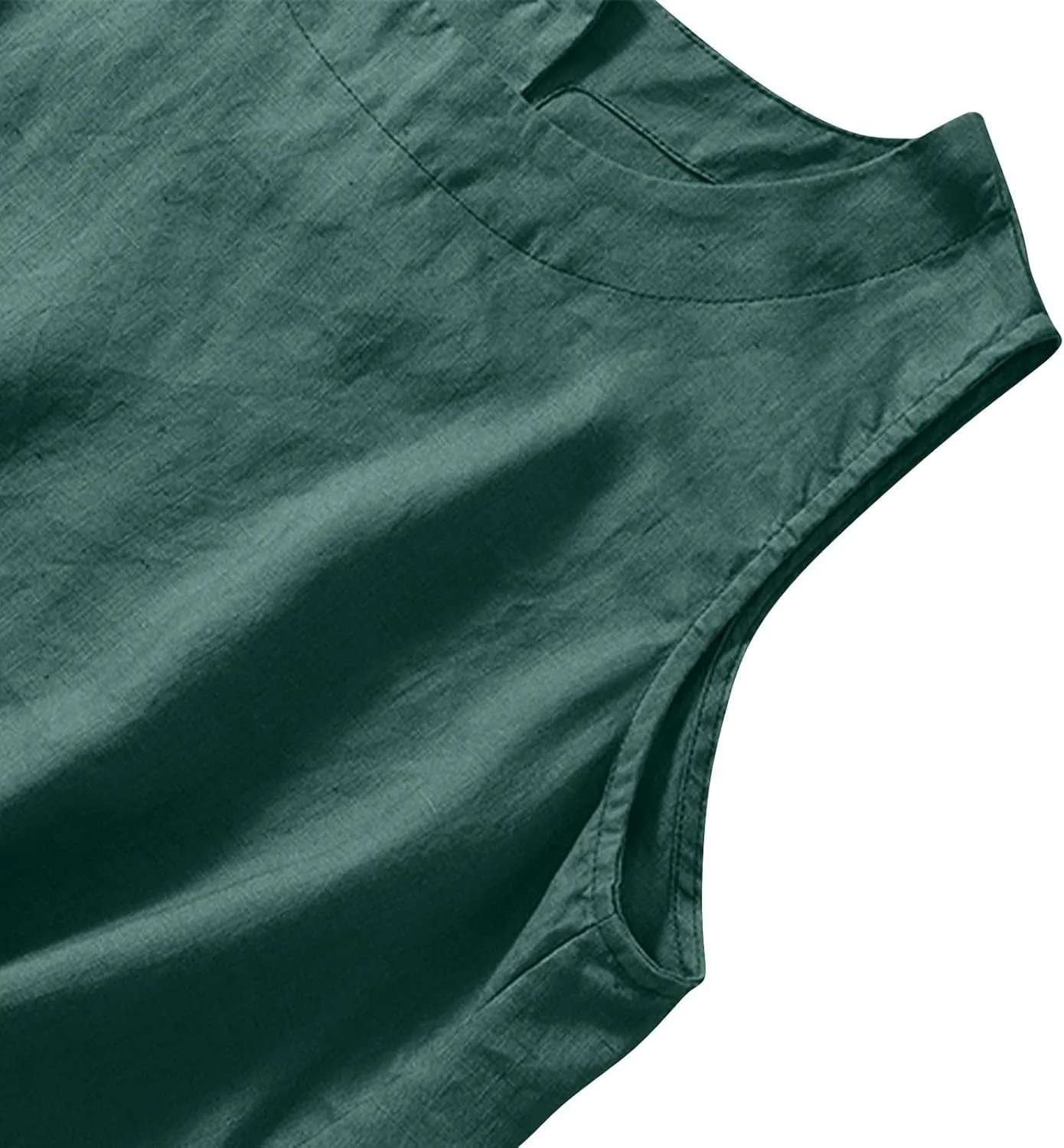Cotton Linen Tank Tops for Women Summer Vacation Lounge Tops Loose Fit Sleeveless Scoop Neck Shirts Beach Tees Vests