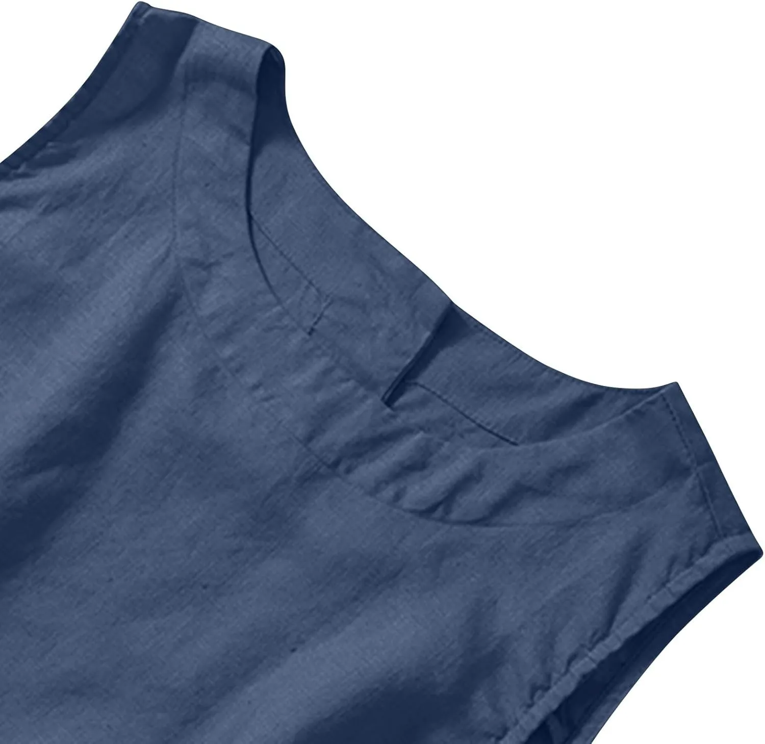 Cotton Linen Tank Tops for Women Summer Vacation Lounge Tops Loose Fit Sleeveless Scoop Neck Shirts Beach Tees Vests