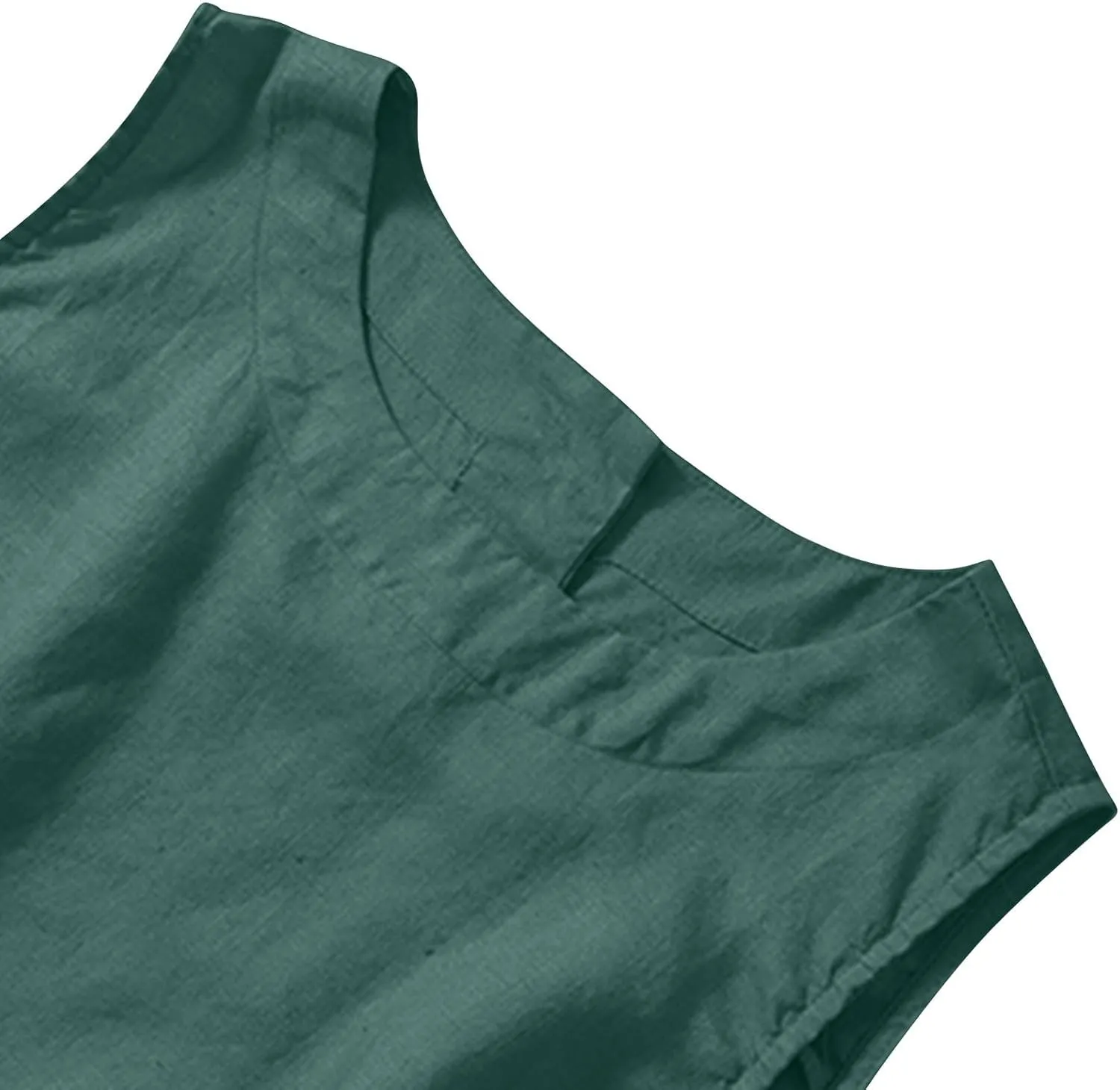 Cotton Linen Tank Tops for Women Summer Vacation Lounge Tops Loose Fit Sleeveless Scoop Neck Shirts Beach Tees Vests