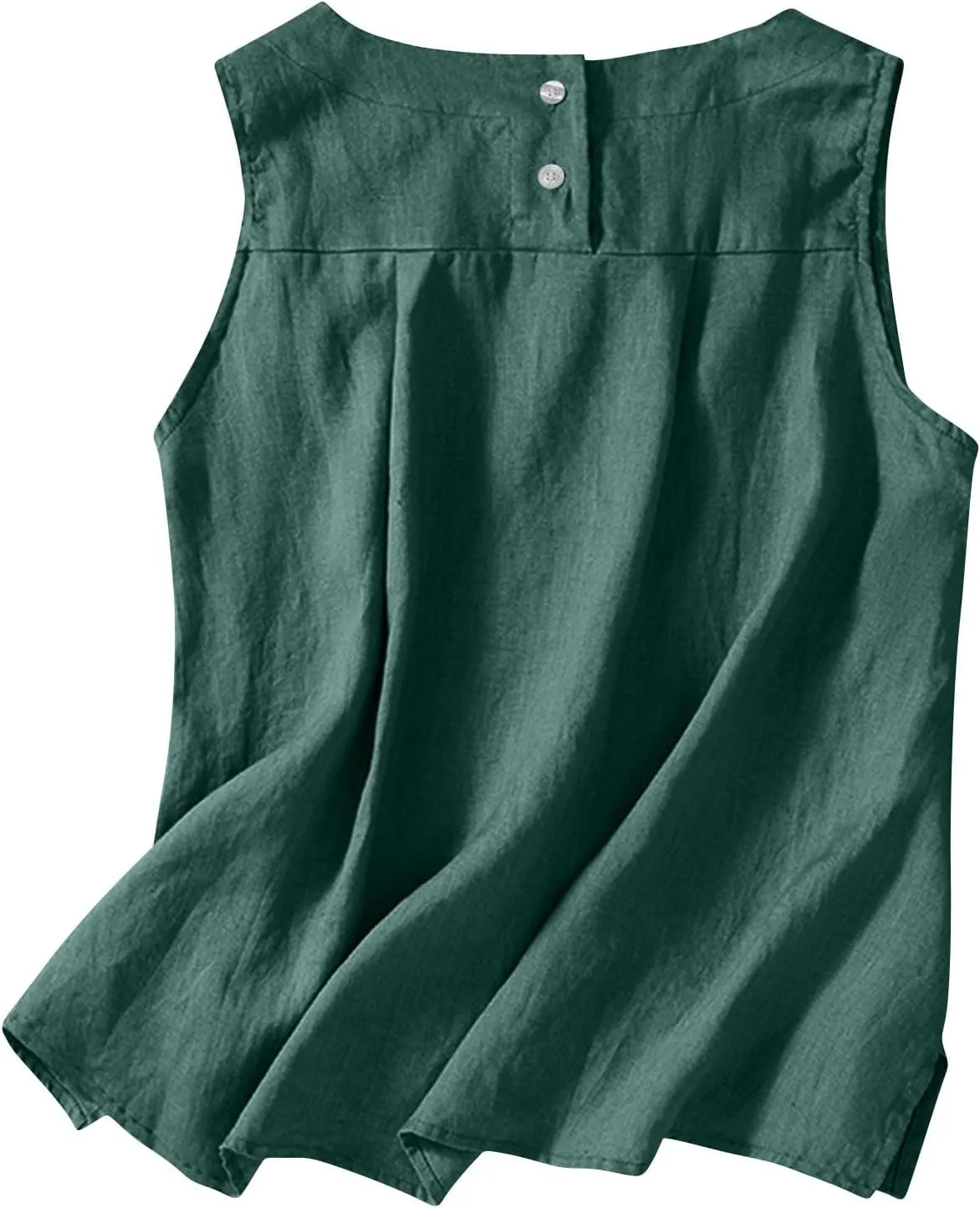 Cotton Linen Tank Tops for Women Summer Vacation Lounge Tops Loose Fit Sleeveless Scoop Neck Shirts Beach Tees Vests