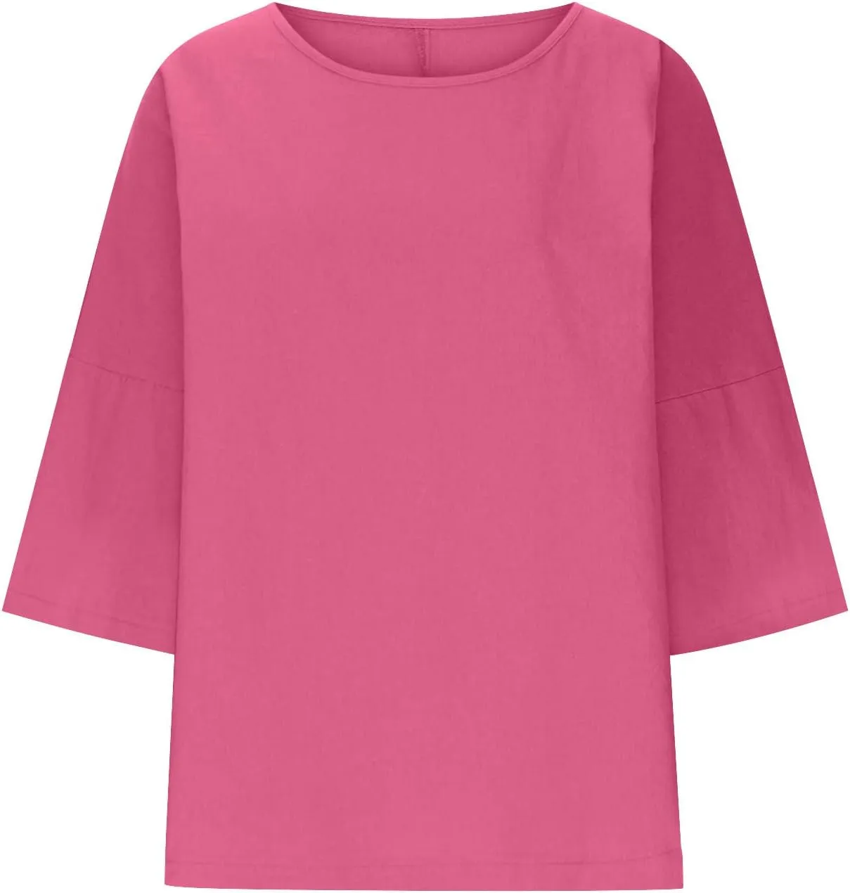 Cotton Linen Tops for Women Crewneck 3/4 Sleeve Summer Casual Shirts Loose Fit Going Out Cute Tshirt 2025 Trendy