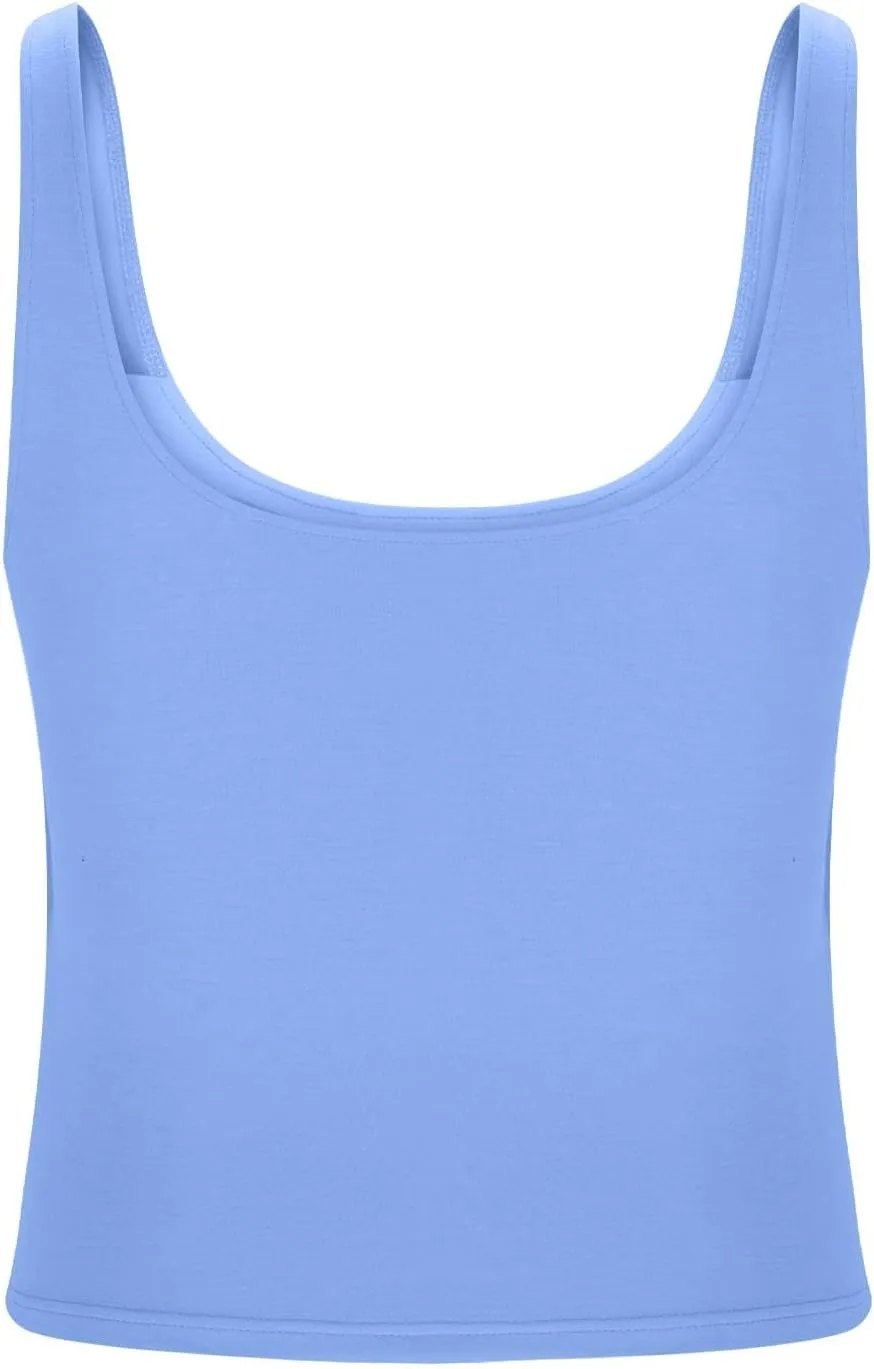 Cotton Tank Top with Built in Bra for Women, Seamless Muscle Athletic Yoga Tops Workout Shelf Bra Camisole Cami