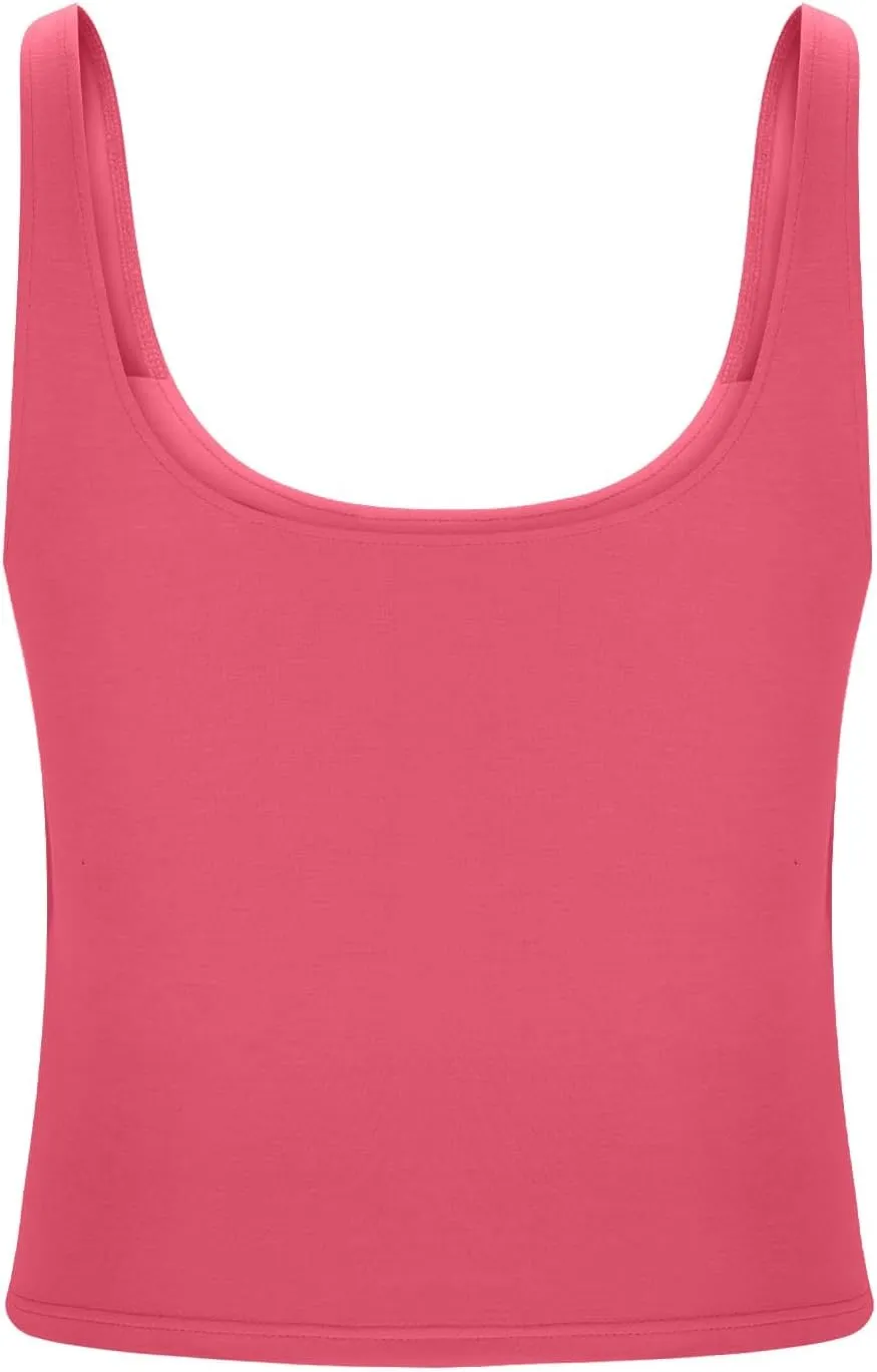 Cotton Tank Top with Built in Bra for Women, Seamless Muscle Athletic Yoga Tops Workout Shelf Bra Camisole Cami
