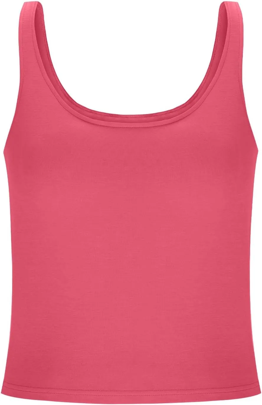 Cotton Tank Top with Built in Bra for Women, Seamless Muscle Athletic Yoga Tops Workout Shelf Bra Camisole Cami