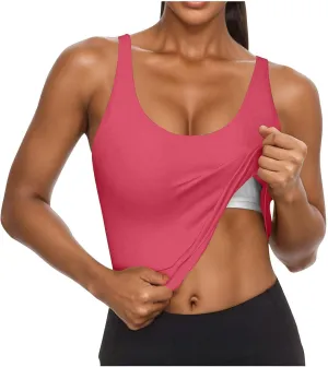 Cotton Tank Top with Built in Bra for Women, Seamless Muscle Athletic Yoga Tops Workout Shelf Bra Camisole Cami