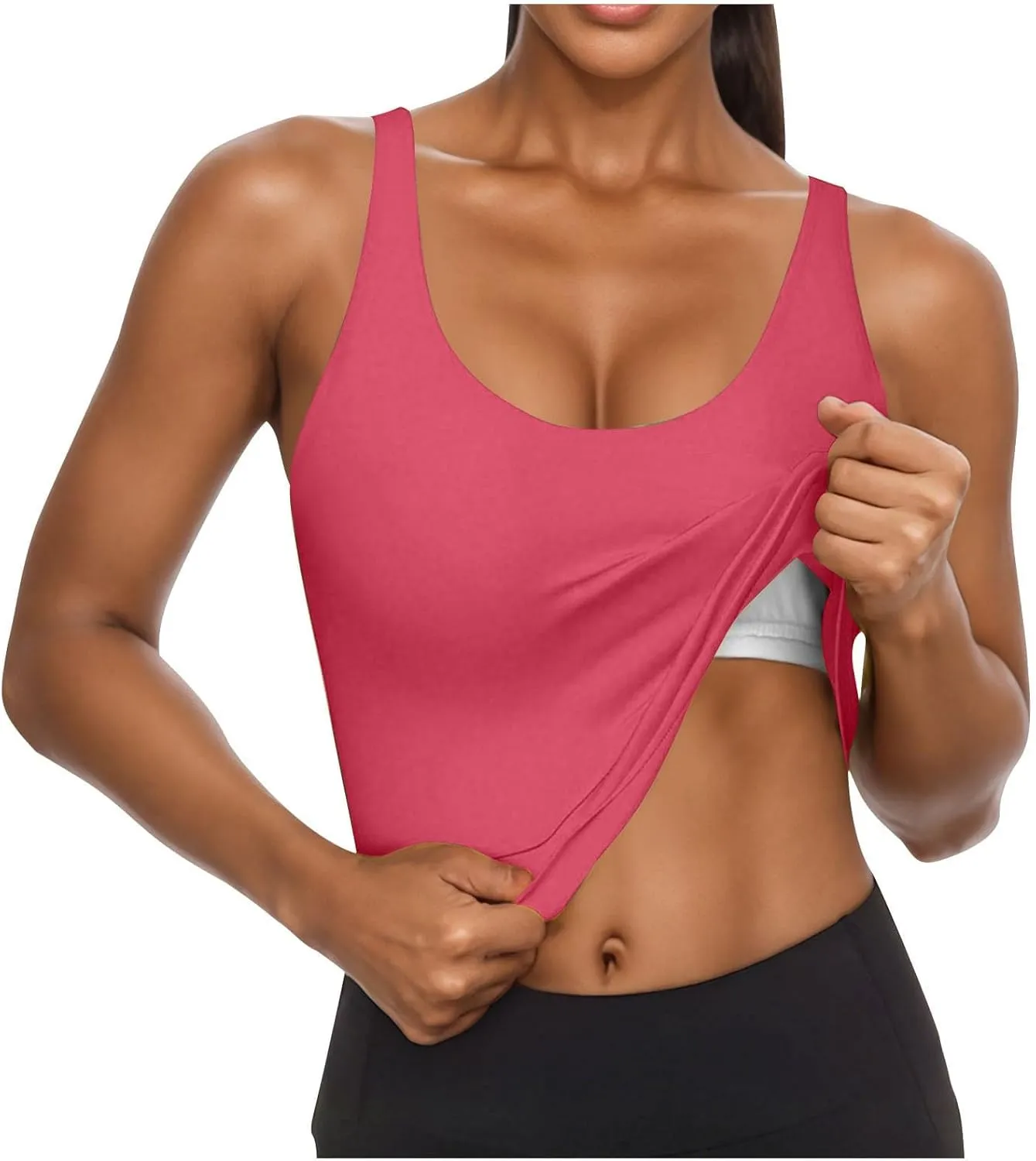 Cotton Tank Top with Built in Bra for Women, Seamless Muscle Athletic Yoga Tops Workout Shelf Bra Camisole Cami