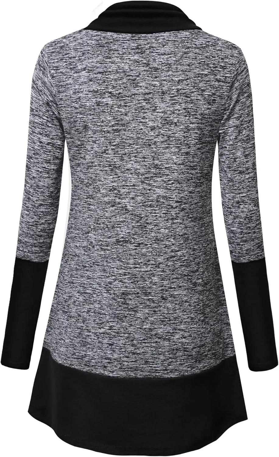 Cowl Neck Tunics Long Sleeve Patchwork Form Fitting Casual A-Line Top Blouse