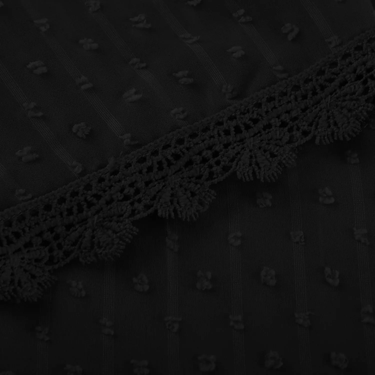 DASAYO Women Chiffon V Neck T-Shirts Lace Splice Swiss Dot Shirts Top Dressy Casual Fashion 2023 Summer Tshirts Blouses
