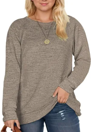 DOLNINE Women's-Plus-Size-Sweatshirts Long Sleeve Tops Crewneck Shirts Casual Tunics XL-4XL
