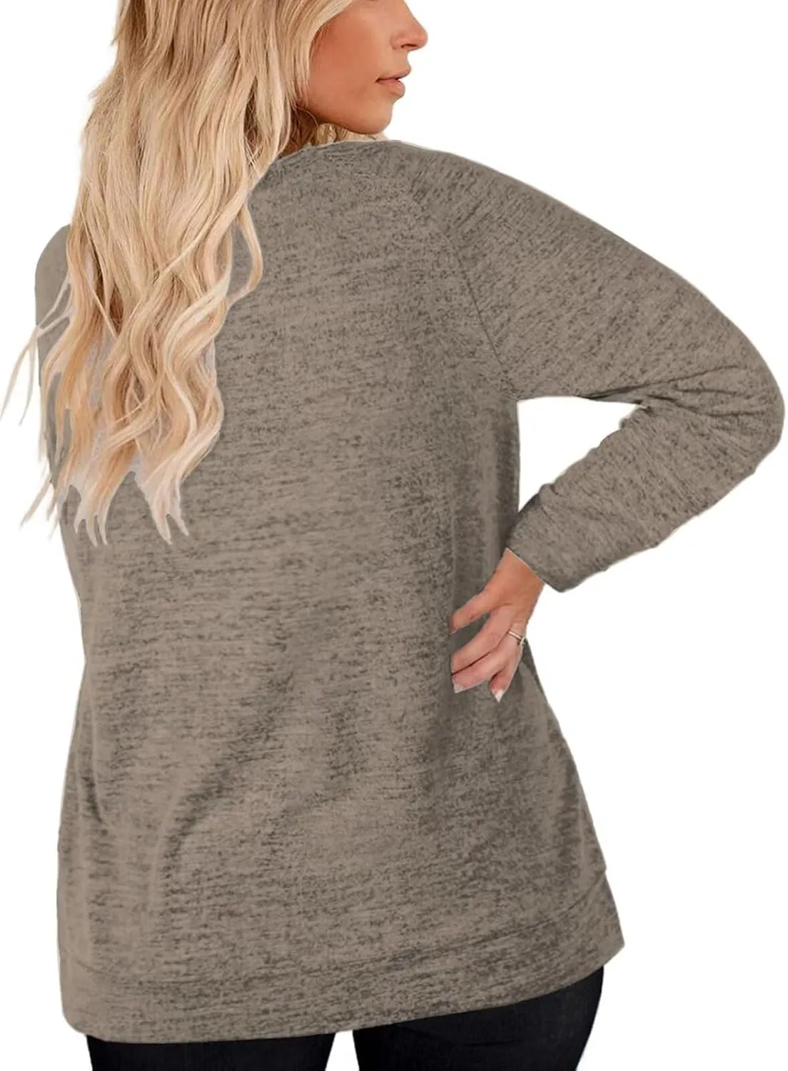 DOLNINE Women's-Plus-Size-Sweatshirts Long Sleeve Tops Crewneck Shirts Casual Tunics XL-4XL