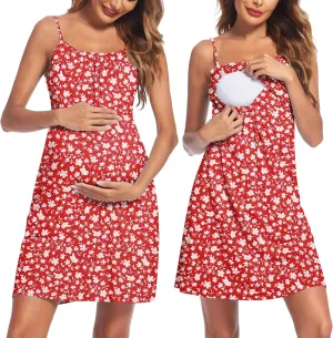 Ekouaer Women's Nursing Nightgown Maternity Dress Breastfeeding Gown Full Slips Sleepwear