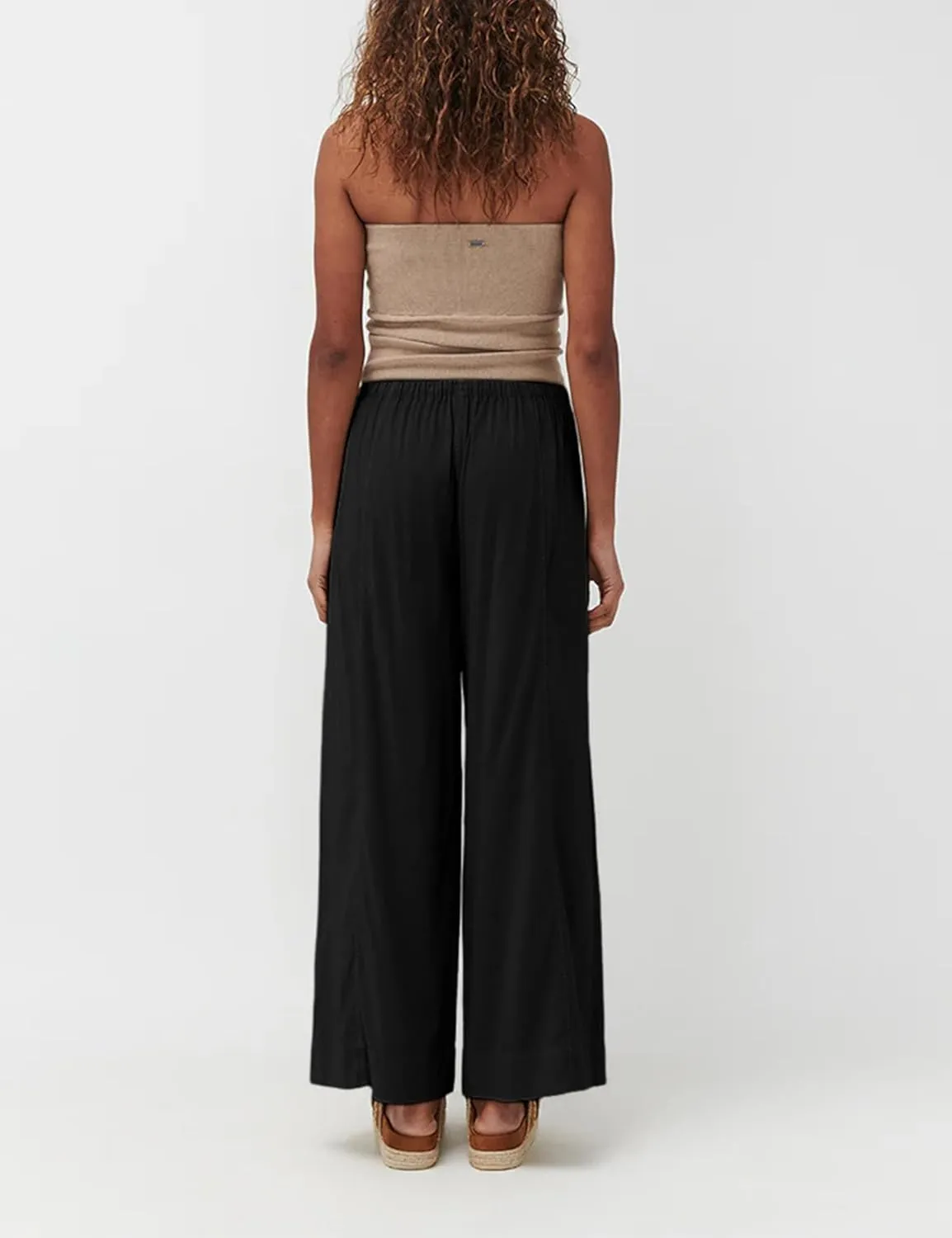 Faleave Women's Linen Palazzo Pants Summer Wide Leg High Waist Casual Lounge Pant Trousers with Pocket