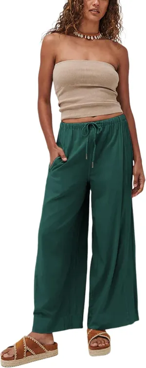 Faleave Women's Linen Palazzo Pants Summer Wide Leg High Waist Casual Lounge Pant Trousers with Pocket
