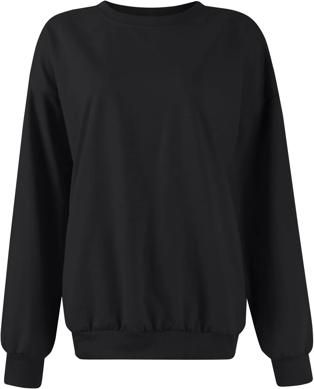 Fall Shirts For Women 2024 Women Fashion Casual Loose Solid Color Padded Crewneck Oversized Women Sweatshirt