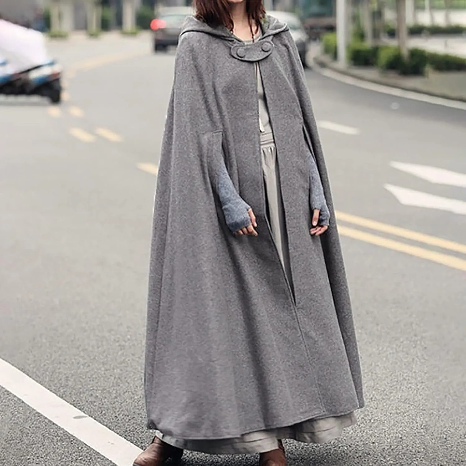 Fashion Fall Winter Winter Coats for Women Solid Hooded Trench Coat Oversized Split Cloak Woolen Outerwear Long Hoodies