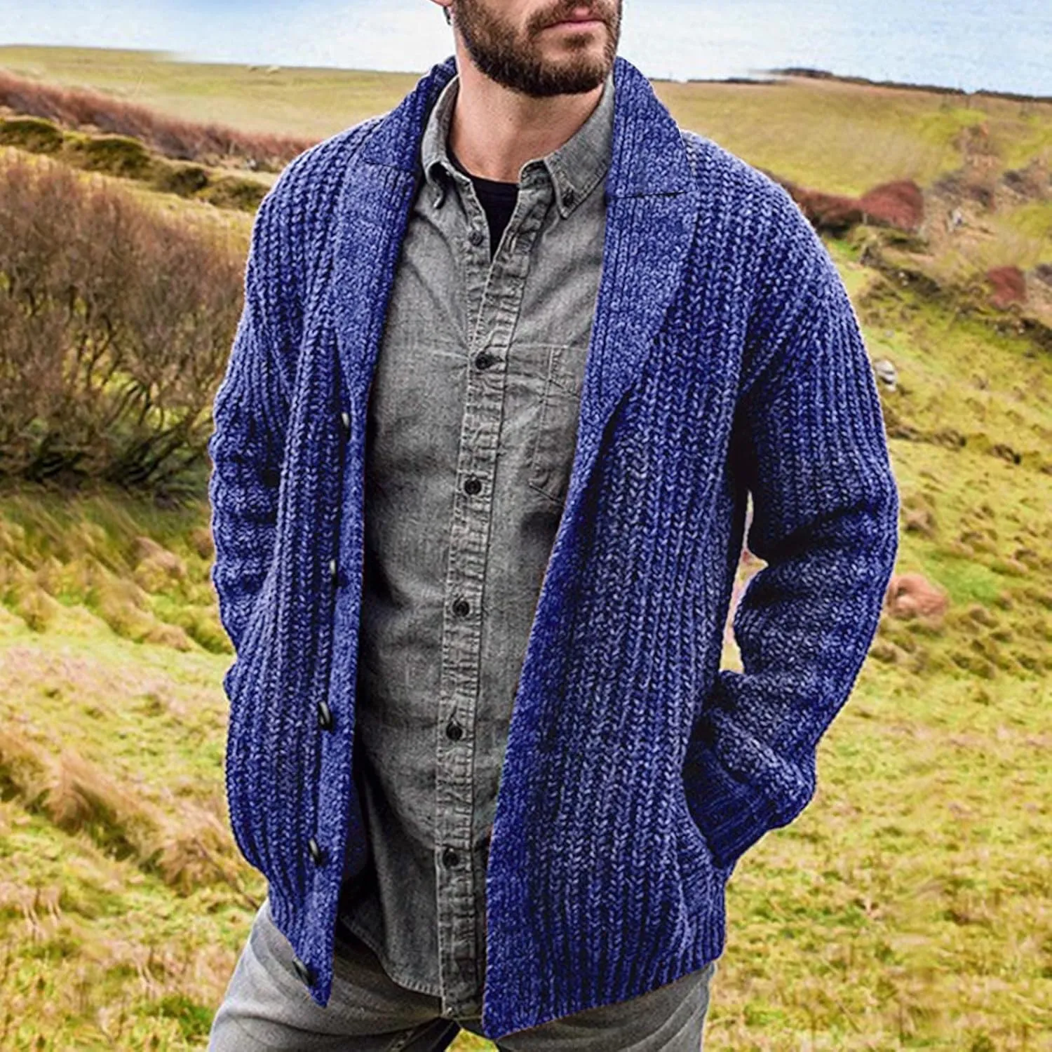 Febecool Cardigan Europe And America Solid Color Long Sleeve Slim Knit Sweater Coat