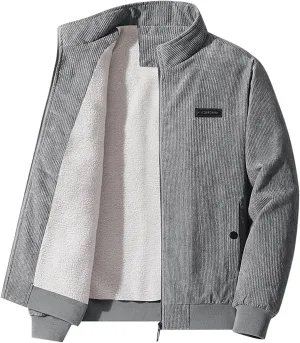 Febecool Men's Plush Thickened Jacket Large Size Jacket Solid Color Lapel Loose Lambswood Jacket