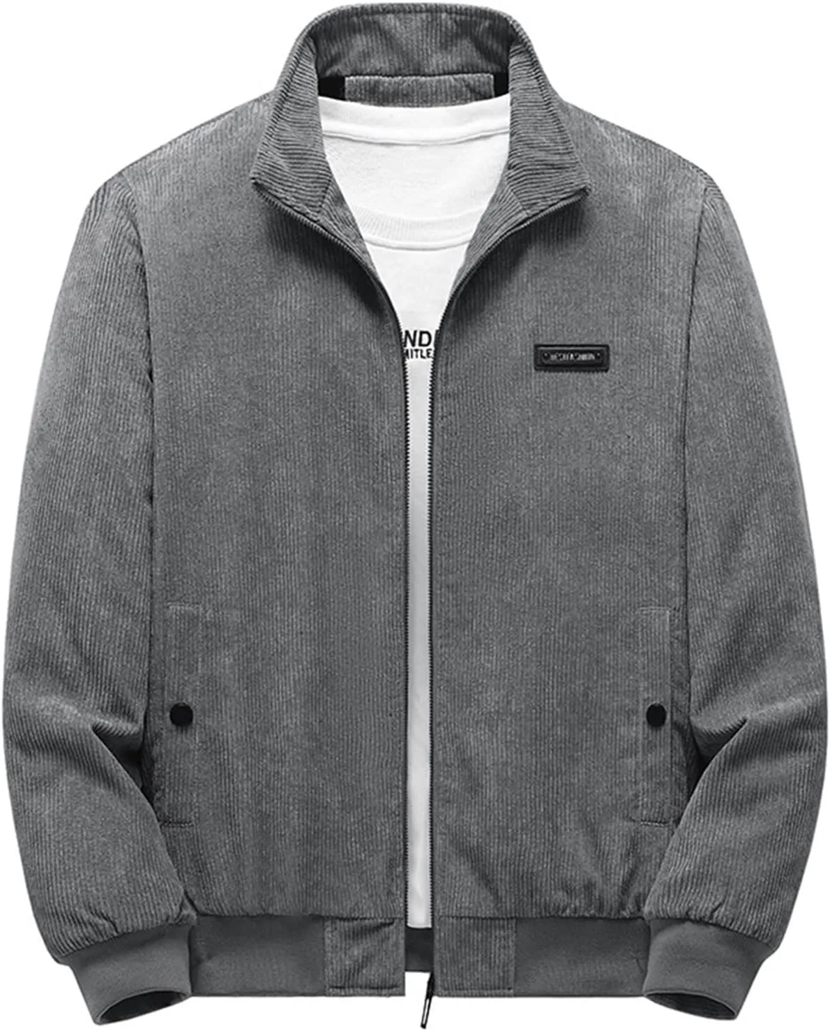 Febecool Men's Plush Thickened Jacket Large Size Jacket Solid Color Lapel Loose Lambswood Jacket