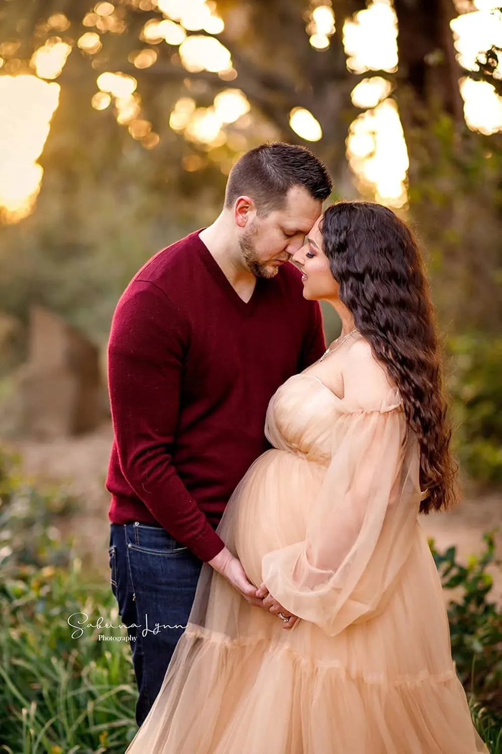 Fluffy Tulle Robe Sheer Maternity Dress for Photoshoot V Neck Bridal Lingerie Long Baby Shower Dress Pregnancy Gowns
