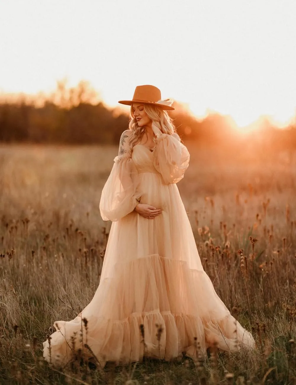 Fluffy Tulle Robe Sheer Maternity Dress for Photoshoot V Neck Bridal Lingerie Long Baby Shower Dress Pregnancy Gowns