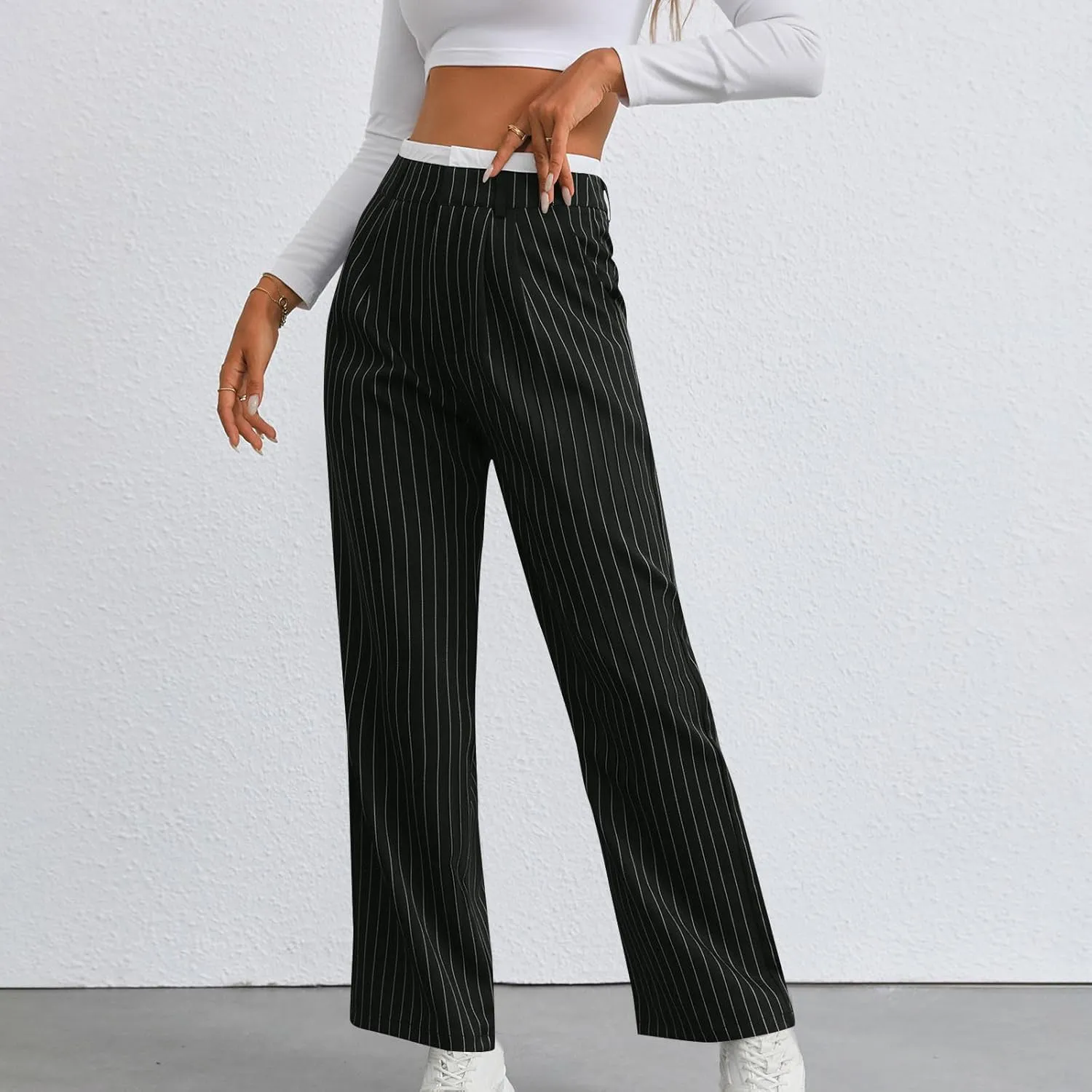 for Women Winter Fall Slim Tunic Work Elegant High Cut Basic Long Leg Pants Blazers Outfits Women 2025 Trendy