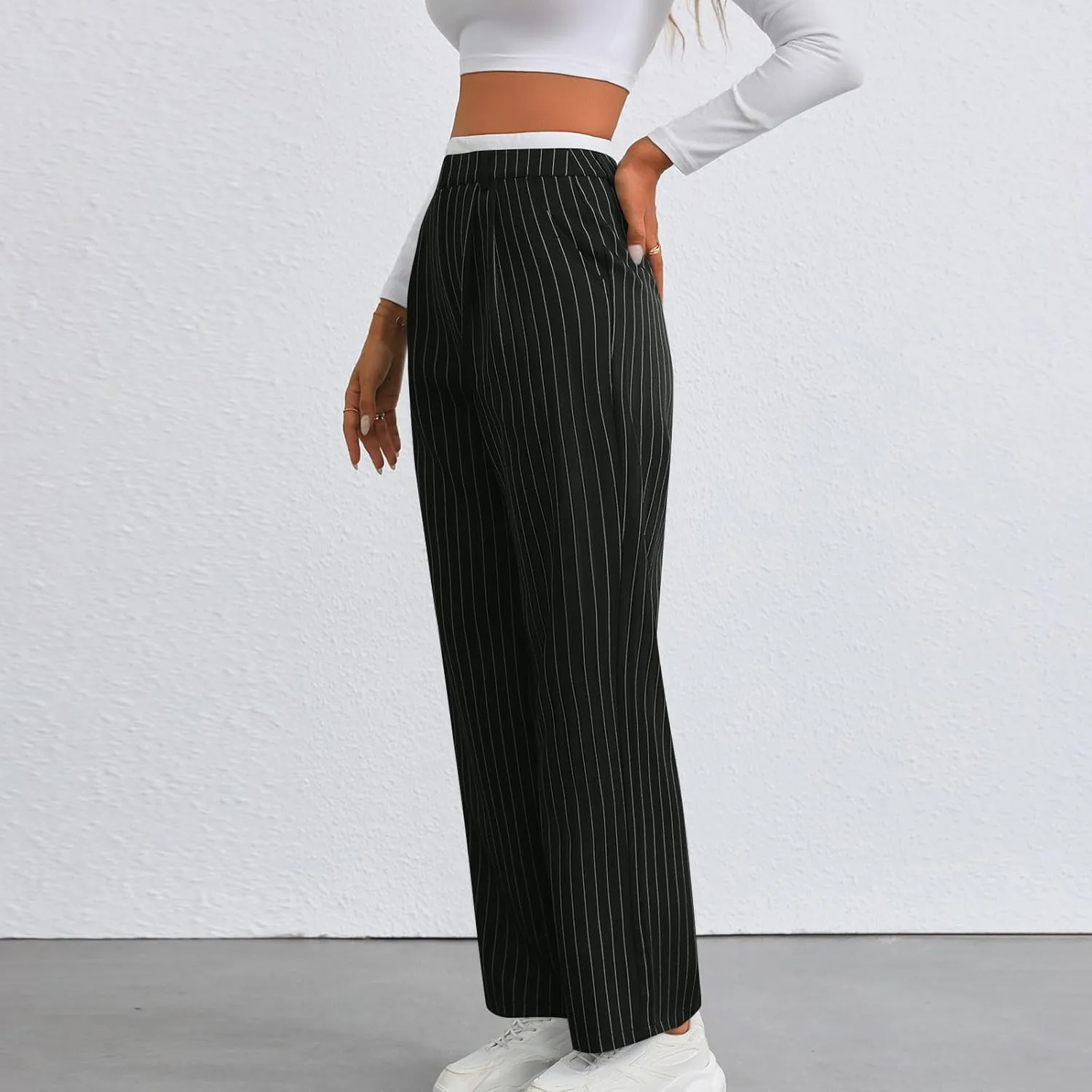 for Women Winter Fall Slim Tunic Work Elegant High Cut Basic Long Leg Pants Blazers Outfits Women 2025 Trendy