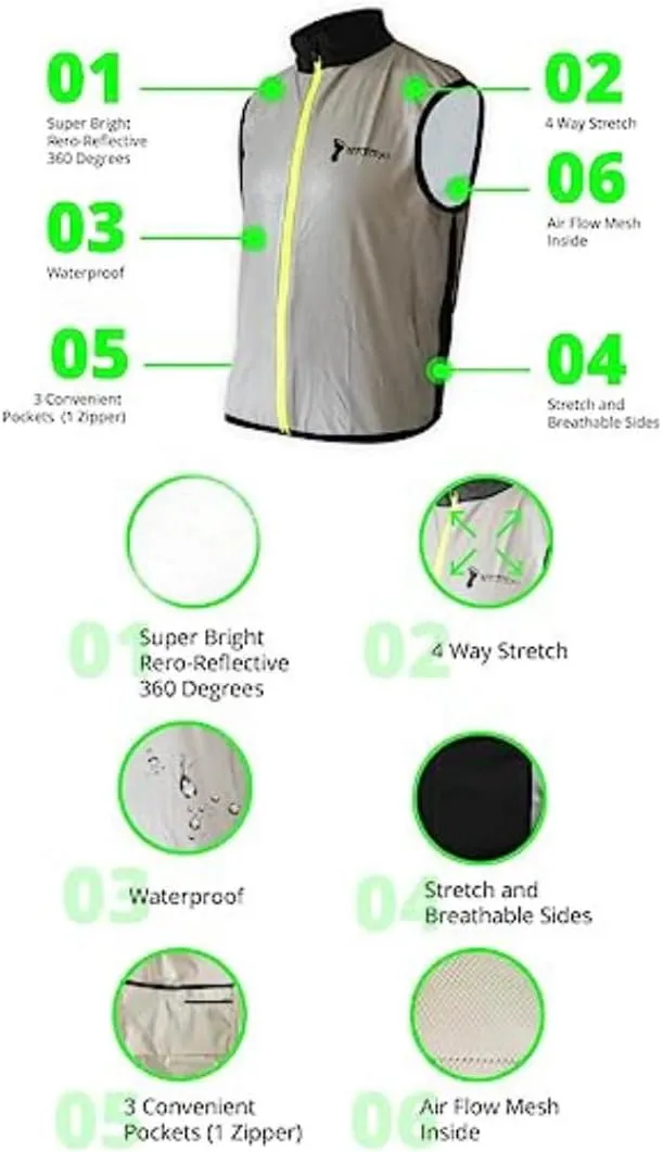 Full Reflective Vest For Night Visibility - Cycling Gilet - Running Vest