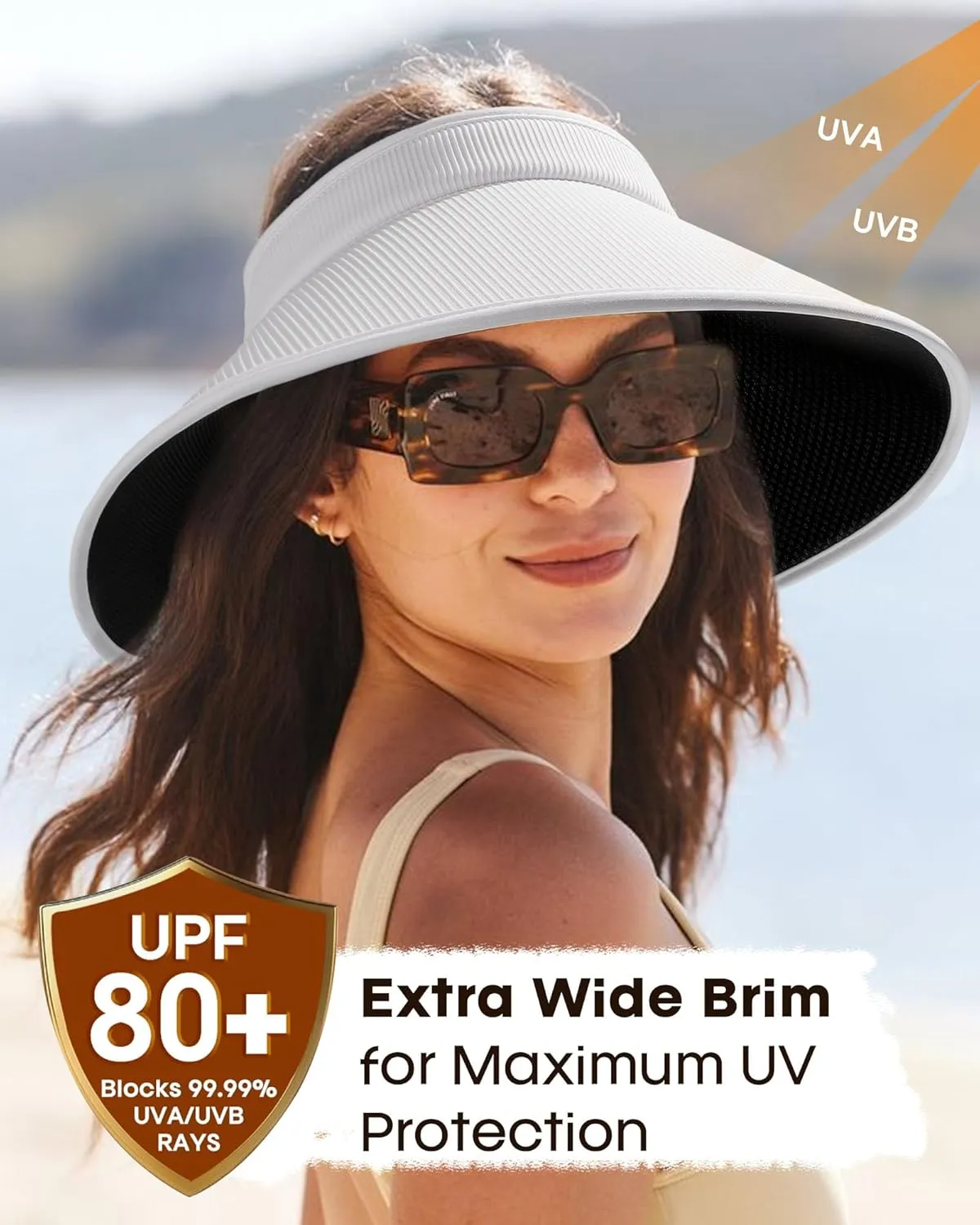FURTALK Sun Hats for Women Sun Visor Hat UV Protection Wide Brim Summer Beach Hats