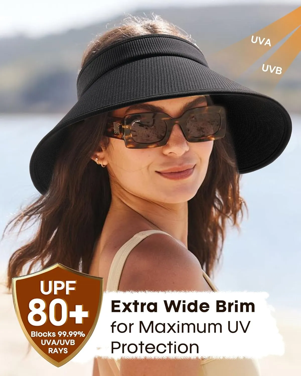 FURTALK Sun Hats for Women Sun Visor Hat UV Protection Wide Brim Summer Beach Hats