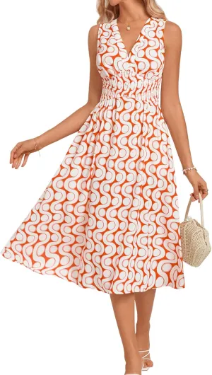 GRACE KARIN Women's 2025 Casual Summer Tank Dress V Neck Sleeveless Midi Floral Beach Dress with Pockets
