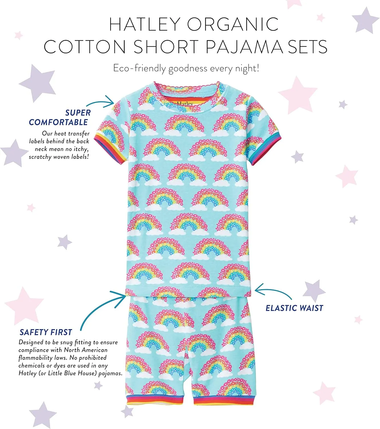 Hatley girls Organic Cotton Short Sleeve Printed Pajama Sets