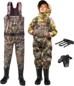 HISEA Kids Chest Waders for Toddler & Children Neoprene Youth Duck Hunting Waders for Kids Boys Girls with Insulated Boots