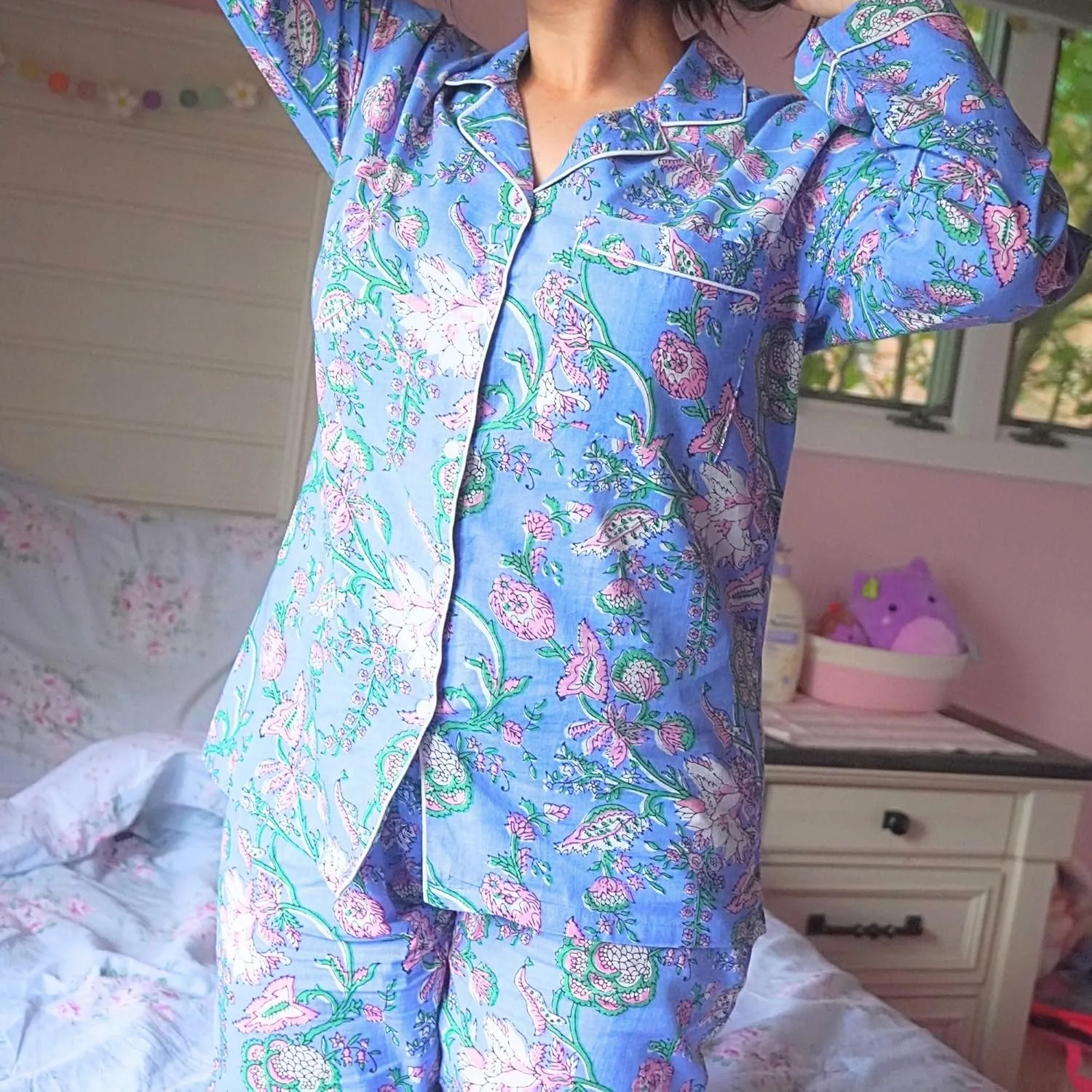 Huar Cotton Pajamas for Women Set - Luxurious Womens Pajama Sets - Comfortable PJ Sets, Breathable and Light Cotton Pjs