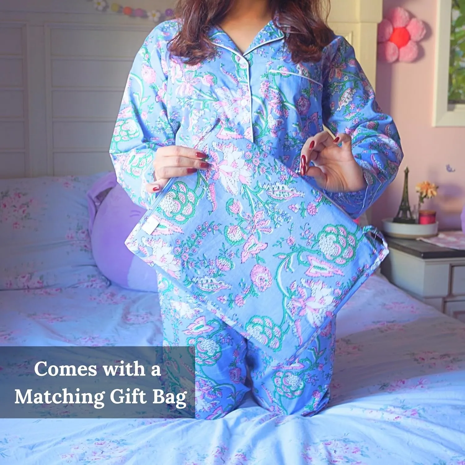 Huar Cotton Pajamas for Women Set - Luxurious Womens Pajama Sets - Comfortable PJ Sets, Breathable and Light Cotton Pjs