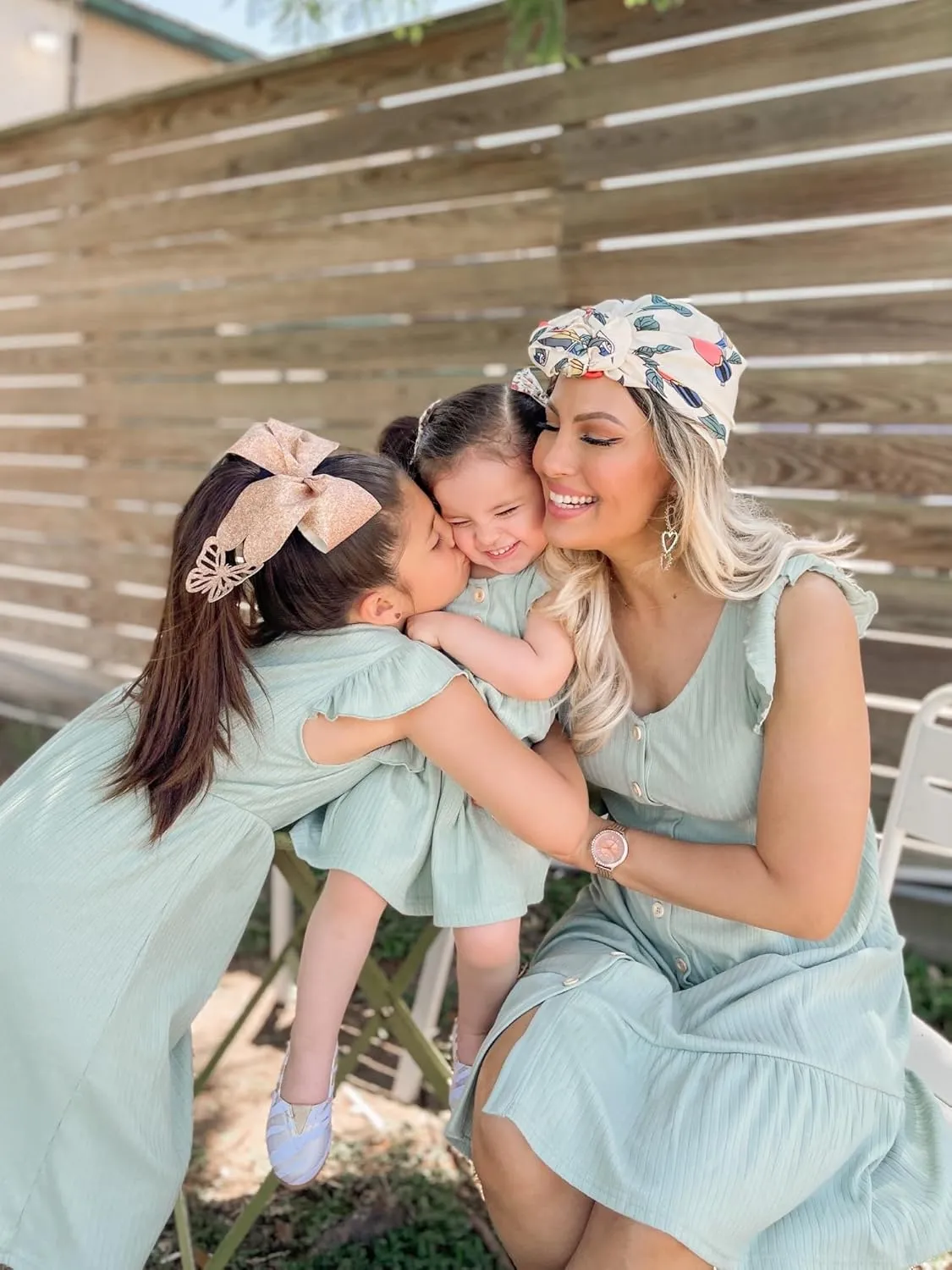 IFFEI Matching Family Dresses Cotton Ruffle Decor Mommy and Me Matching Dress