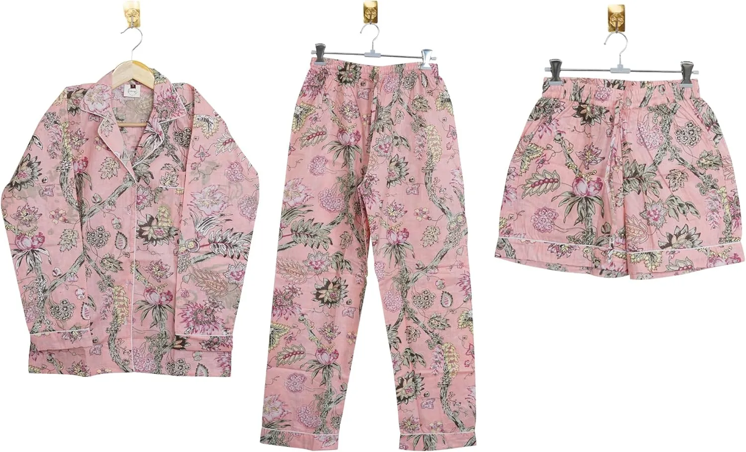 INDACORIFY Floral Print Cotton Sleepwear Set, Printed Bridal Pajamas, Floral Pajama Set, Organic Cotton PJ Set, Loungewear