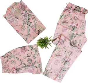 INDACORIFY Floral Print Cotton Sleepwear Set, Printed Bridal Pajamas, Floral Pajama Set, Organic Cotton PJ Set, Loungewear