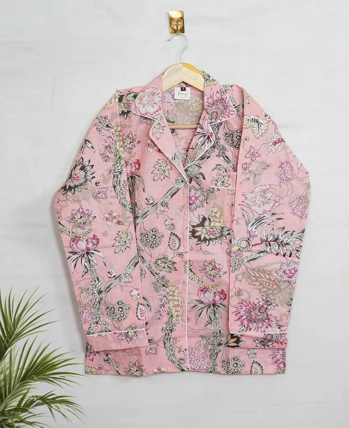 INDACORIFY Floral Print Cotton Sleepwear Set, Printed Bridal Pajamas, Floral Pajama Set, Organic Cotton PJ Set, Loungewear