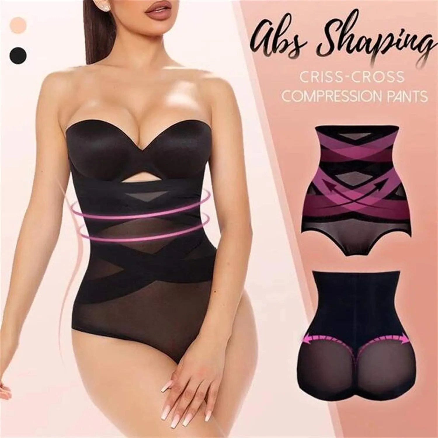 iQKA Women Cross Compression Abs Shaping Pants Cross Cover Shapewear High Waist Tummy Control Body Shaper