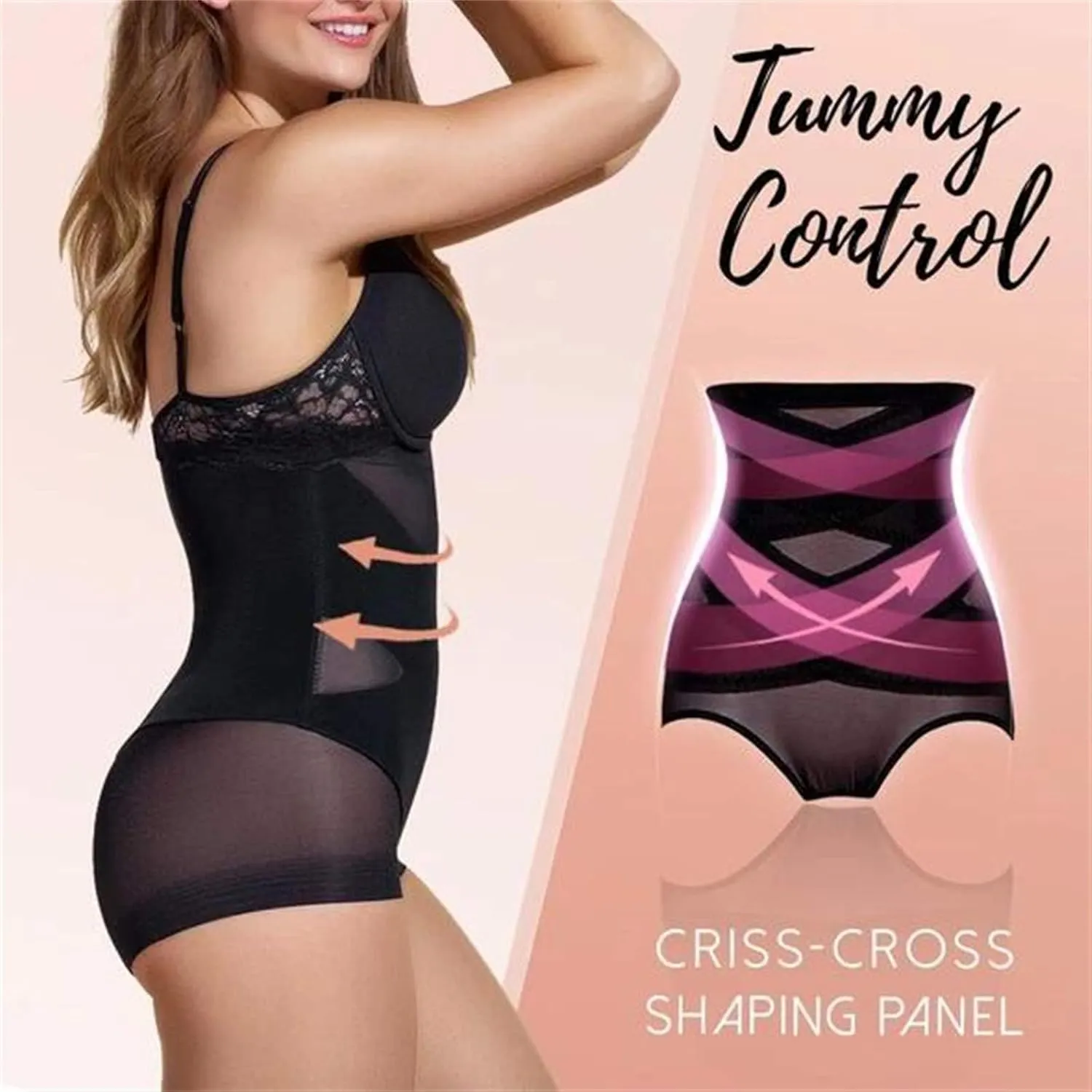 iQKA Women Cross Compression Abs Shaping Pants Cross Cover Shapewear High Waist Tummy Control Body Shaper