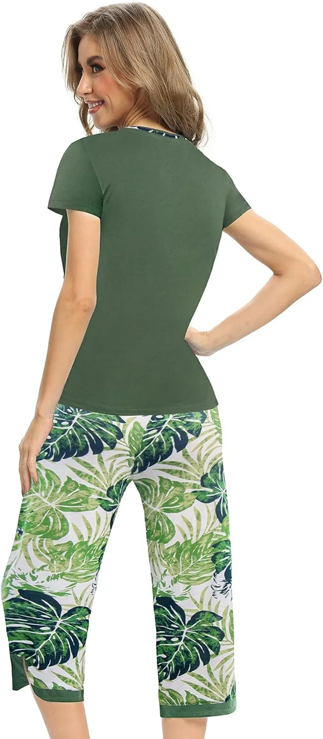IZZY   TOBY Women's Sleepwear Tops With Capri Pants Pajama Sets